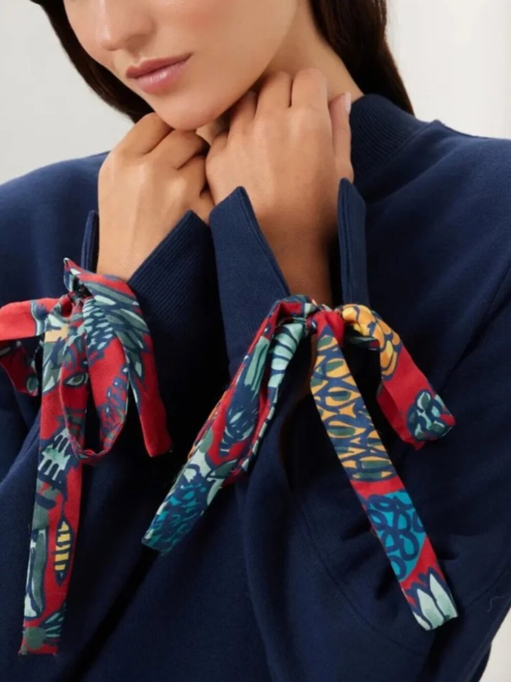 La DoubleJ Sporty Dress Layered Mini Sicomore Red Navy w/ Ribbon Cuffs Cute! MED - Picture 5 of 16